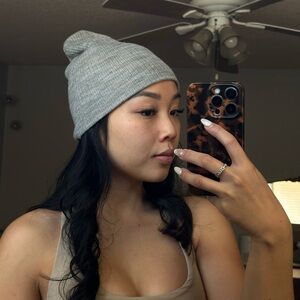 Light Gray Ribbed Beanie Hat